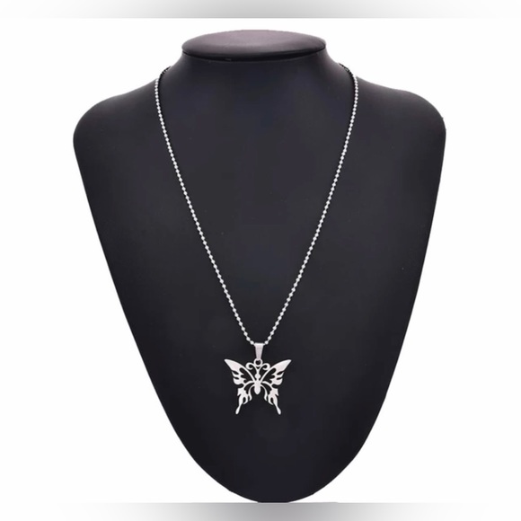 “Tribal Butterfly” Stainless Steel Lasercut Cut-out Hollow Open Abstract Pendant - Picture 13 of 16